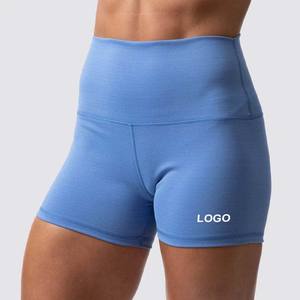 Pantalones cortos de compresión con logotipo personalizado para gimnasio, pantalones cortos de Yoga de cintura alta, pantalones cortos de yoga tejidos para mujer - Product Image 6
