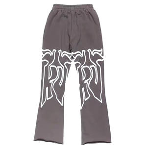 Pantalones de chándal acampanados con lavado de ácido pesado personalizados, pantalones de chándal Acampanados para hombre, pantalones de chándal con estampado gráfico desteñidos por el sol - Product Image 1