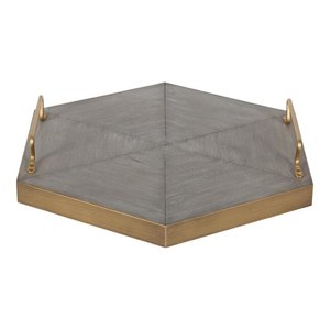 Plateaux de service hexagonaux en métal doré pour la restauration, les hôtels et les restaurants - Product Image 1