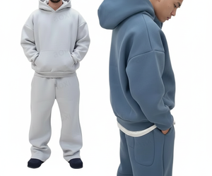 Ensemble sweat à capuche et pantalon de survêtement ample pour homme, en coton 100% respirant, style vintage, épais, avec logo personnalisé VARSITY SPORTS GEAR, idéal pour l'automne - Product Image 6