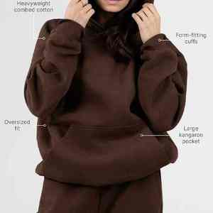 Women's Standard <b>Hoodie</b> Heavyweight Oversized Casual Hoody Anti-pilling 450g Fleece Custom Logo Autumn/Winter Wear - Product Image 2