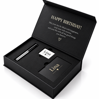 Boîte cadeau rigide magnétique noire personnalisée avec logo en feuille d'or, insert en mousse EVA, boîte pour carte d'anniversaire