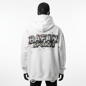 Sweat à capuche pour homme en molleton de coton premium 320GSM, style streetwear, imprimé blanc, logo personnalisé, impression numérique, design délavé, sweat à capuche basique - Product Image 3