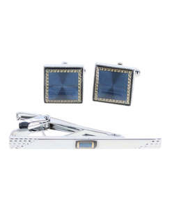 Ensemble d'accessoires classiques pour hommes avec boutons de manchette en émail et barre de cravate pour les mariages et les fiançailles, disponible aux États-Unis à un prix - Product Image 4