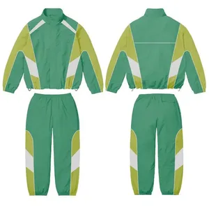 Logo personnalisé OEM Vestes coupe-vent zippées imprimées d'hiver unisexes Ensembles de vêtements de sport Combinaison de course Regular Fit Outdoor Patchwork Nylon - Product Image 1