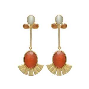 New Arrival Red Onyx Gold Plated Dangle Earring Set for Woman - Product Image 1