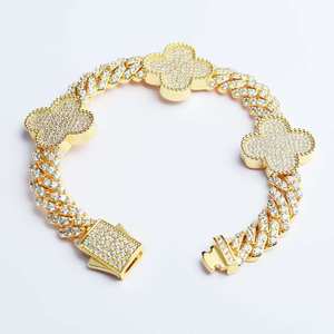 Estilo clásico VVS Moissanite Diamante Chapado en oro 925 Plata de ley Iced Out Cruz cubana Pulsera Joyería de moda al mejor precio - Product Image 1