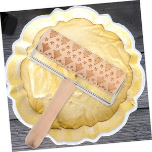 2pcs Printed Rolling Pin Wooden Embossed Pin Wood Graining Tool Clay Roller Holiday Rolling Pin Christmas - Product Image 3