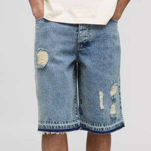 <b>Jean</b> Shorts <b>Men</b> Distressed <b>Ripped</b> Summer Casual Street-wear Stretch Fashion Knee Length Shorts Stretchable Denim Shorts - Product Image 4