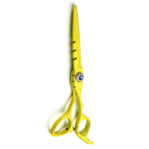 Tijeras de Peluquería de Color Amarillo para Uso Doméstico y en Salón, con Reposadíces Ajustable y Tornillo Decorativo - Product Image 6
