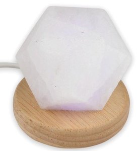 Mini lampes USB en forme de diamant de sel blanc de l'Himalaya, Mini lampe USB en forme de diamant de sel de l'Himalaya, Lampes à sel USB de l'Himalaya blanc - Product Image 1