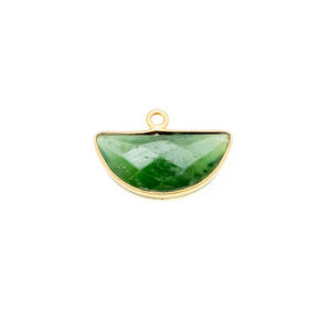 Unakite Gemstone 15x7mm Half <b>Moon</b> Shape Pendant Sterling Silver Gold Vermeil Bezel Set with Gold Plating Wholesale <b>Charm</b> Jewelry - Product Image 5