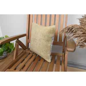 Beige Wool Kantha Patchwork <b>Pillow</b> 14x14 Inch Luxury Vintage Embroidered Fluffy Rustic Throw <b>Pillow</b> for Floor Use - Product Image 3