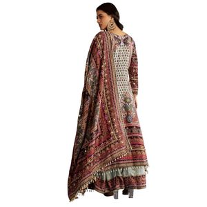 Nhiều Màu Tabby Lụa In Kurta Dupatta Phù Hợp Với Với Vá Đá Zari Làm Việc Bán Buôn Phụ Nữ Dân Tộc Trang Phục OEM Quần Áo Nhà Máy - Product Image 5