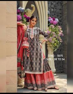 Kurti-Sharara y Dupatta con Zari Work, ropa de encaje para bodas y otras ocasiones - Product Image 3