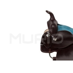 Selle de cheval western Murid Industry MM-HS2022 de 10 pouces, en cuir naturel souple brun avec franges turquoise attrayantes - Product Image 4