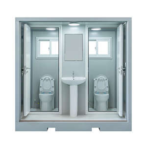 Bloc WC et douche double industriel portable en kit, conteneur démontable pour usage hôtelier, ODM, garantie 3 ans, panneau sandwich - Product Image 1