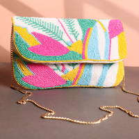 Pochette en coton doux pour femmes de luxe en gros fait à la main élégant multicolore perles de verre plumes à la mode par glowin fashion