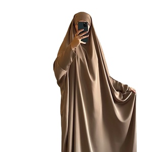 Nuevo vestido modesto para la oración musulmana de Jilbab Estilo simple con cintura natural Técnicas teñidas lisas - Product Image 2