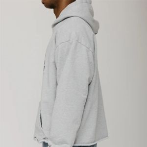 Sweat à capuche thermique de couleur unie pour hommes avec motif sérigraphié personnalisé Ourlet brut de haute qualité Confort et style supérieurs - Product Image 3