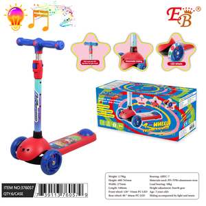 6 uds/CS plegable de acero Kick Push 3 ruedas Scooter niño y bebé triciclo con luz y sonido PU ruedas plegable característica - Product Image 1