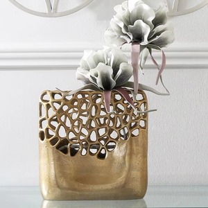 Elegante jarrón de flores increíble moderno estilo costero hogar boda decoración bajo precio Metal latón - Product Image 2