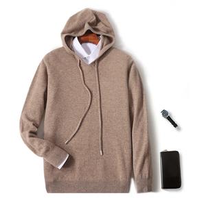 <b>Men's</b> Comfortable Casual Sweatshirt Set Pure Wool Oversize <b>Hoodie</b> Solid Black 100% Cotton Woven Weaving Method for Spring Autumn - Product Image 2