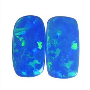 Pareja de Ópalos Naturales Azul Verde Rectangulares de 3 CTW, Tamaño Cabujón 16x8x2 MM, para Fabricación de Joyas, Gema Tallada a Mano - Product Image 1