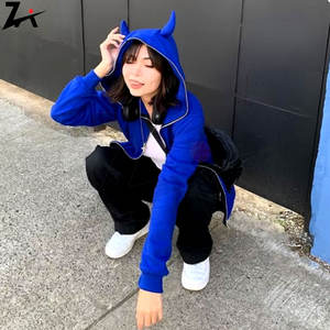 Sudadera con Capucha para Hombre, Estilo Hip Hop Gótico, Color Sólido 3D, Algodón Grueso, Cierre de Cremallera, Bordado 3D, Corte Holgado, Moda de Invierno - Product Image 6