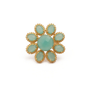 Personalized Designer Gemstone Ring Set Adjustable <b>Flower</b> Style Prong Jewelry Made From Brass for Custom Supply - Product Image 3