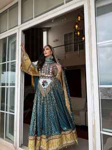Custom Sizes Latest Design Afghani Ball Gown Women Kuchi Tribal Vintage Satin <b>Linen</b> Sequined Anarkali Frock Girls Trendy <b>Dress</b> - Product Image 4