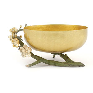 Design antique pour ustensiles de cuisine Bol décoratif de table Bol de service en métal argenté de qualité exclusive avec branches florales - Product Image 6