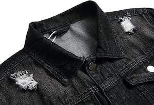 Servicio OEM 100% Chaqueta vaquera de alta calidad 100% algodón desgastado con parches rasgados y diseño de patrón de letras - Product Image 3