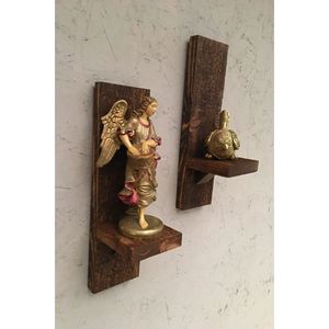 2 mensole portacandele da parete Decorative in legno massello rustico