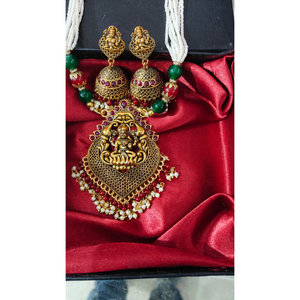 New Title "<b>Ruby</b>-Ringed Laxmi Handmade Earrings" - Product Image 1