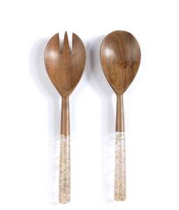 Servidor de Ensalada y Cuchara de Servir de Acero Inoxidable con Mango de Concreto, Utensilio de Cocina Artesanal para Hoteles, Hogares y Restaurantes - Product Image 5