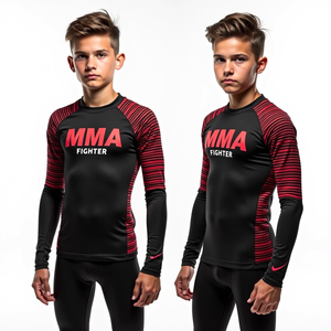 Rashguards BJJ MMA pour adultes en gros personnalisés Impression par sublimation de qualité supérieure Respirant Séchage rapide Antibactérien Durable pour l'entraînement - Product Image 5