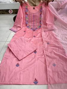 Designer de mode indien pakistanais pelouse lin Chanderi soie 3 pièces Salwar costume pour mariage et occasion spéciale d'Inde - Product Image 5