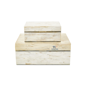 Boîte à bijoux en incrustation de nacre pour boîtes décoratives élégantes avec motif de mosaïque linéaire pour la vente en gros - Product Image 3