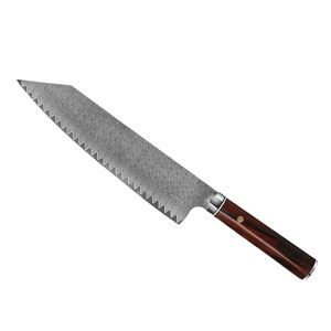 ใบมีดเหล็กดามัสกัสทำด้วยมือมีดเชฟทำด้วยมือพร้อมปลอกหนัง - Product Image 2