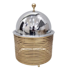 Ensemble de quatre casseroles en métal de forme ronde, faites à la main, dernière collection de chauffe-plats de luxe en métal - Product Image 2