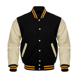 Vestes de style universitaire vintage en polyester/coton noir, style urbain d'hiver, logo personnalisé, coupe ample, pour hommes - Product Image 5