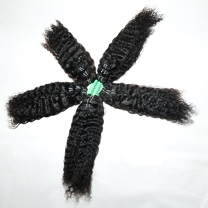 Vente en gros 100% cuticules alignées couleur noire naturelle vague bouclée extensions de cheveux humains vierges indiens Temple cheveux humains vierges bruts - Product Image 5