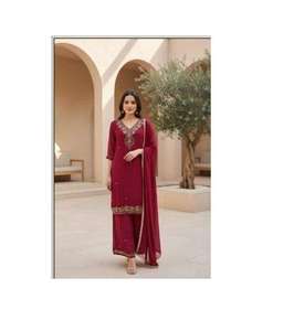 Ensemble Kurti en Georgette Exclusif avec Palazzo pour Tenue Ethnique Festive pour Mariage, Aïd et Soirée - Product Image 1