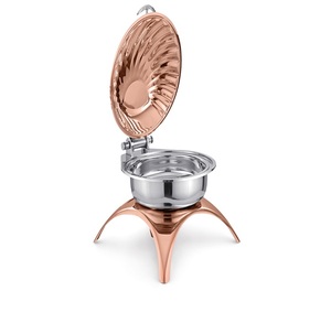 Unique Sea Shell Shaped <b>Roll</b> Top Rose Gold Chafing Dish 4L Capacity Stainless Steel Fuel Heating Warming & Holding Equipment - Product Image 2
