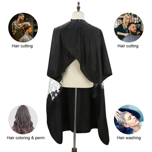 Capas de Barbero al por Mayor, Impermeables, de Poliéster, Cómodas, Negras, Antiestáticas, Transparentes, Visuales, Profesionales, para Salón - Product Image 3