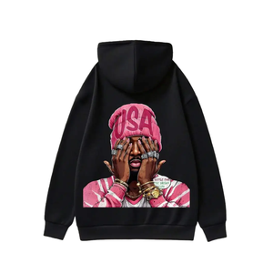 เสื้อฮู้ดลำลองสำหรับผู้ชายแบบสวมหัวเสื้อมีฮู้ดพิมพ์ลายหน้าจอแบบลำลองของผู้ชายผ้าคอตตอนขนแกะแบบ100% - Product Image 1