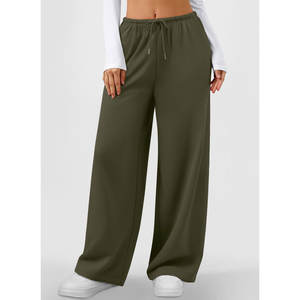 กางเกงสเวตแพนท์ทรงหลวมเอวผูกเชือก ลวดลายโลโก้แบบกำหนดเอง สไตล์ลำลองทันสมัย ดูหรูหรา ระบายอากาศได้ดี เหมาะสำหรับใส่กลางแจ้ง ผ้าซักแล้ว สำหรับผู้หญิง - Product Image 3