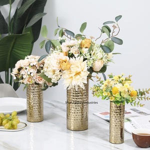 Cylindrical Shape Brass Floral <b>Vase</b> Hammered Design Metal Flower <b>Vase</b> for Event Party Decor Golden Flower <b>Vase</b> - Product Image 4