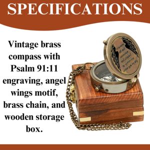 Latón Premium Vernier pulsador Brújula de latón náutico con cadena de cuero en regalo hecho a mano Antiguo - Product Image 3